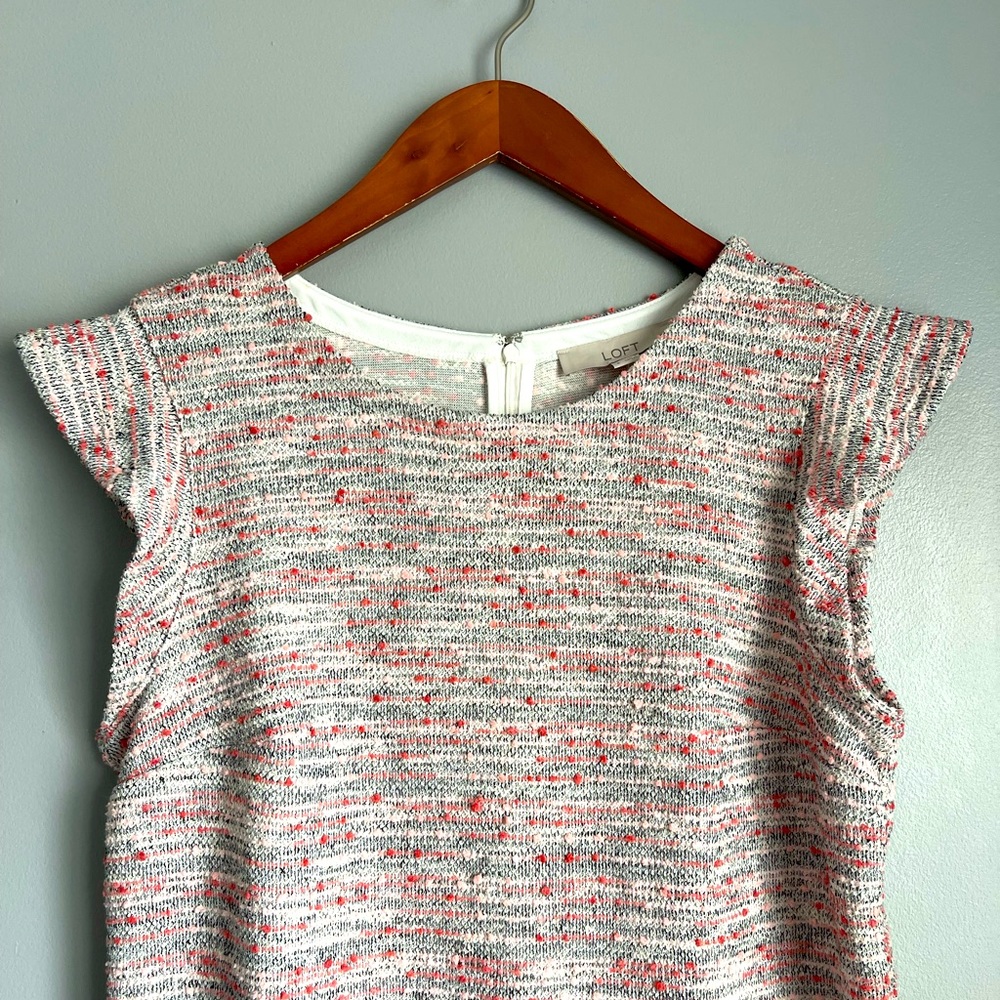 ✨NWT✨ Ann Taylor Loft Pink & Gray Boucle Knit Dress, size 8